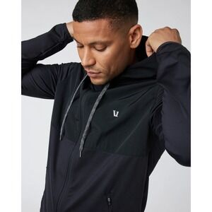 Vuori Mens Full Zip Hoodie Jacket Black Hybrid Performance Outdoor Training